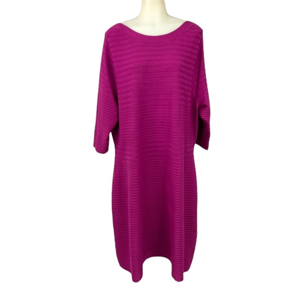 LANE BRYANT Dress Fuchsia Horizontal Ribbed Knit New Plus Size 22/24 - Picture 1 of 8